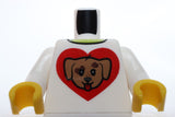 Lego Torso Shirt Lime Collar Medium Nougat Dog Head Red Heart Dark Brown Paws