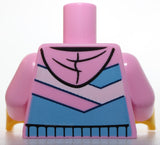Lego Torso Bright Pink Hoodie Medium Blue and White Diagonal Stripes