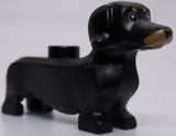 Lego Black Dachshund Dark Tan Eyebrows Muzzle Dark Bluish Gray Rings Around Eyes