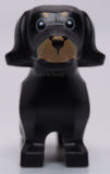 Lego Black Dachshund Dark Tan Eyebrows Muzzle Dark Bluish Gray Rings Around Eyes