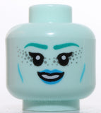 Lego Head  Alien Female Eyebrows Silver Freckles Lips Cheek Lines Smile