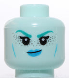 Lego Head  Alien Female Eyebrows Silver Freckles Lips Cheek Lines Smile