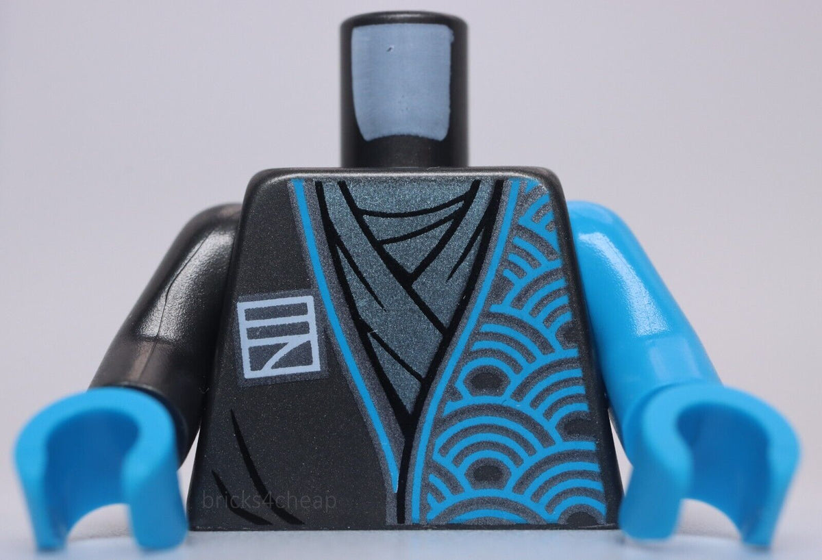 Lego Pearl Dark Gray Torso Tunic Dark Azure Arches Ninjago