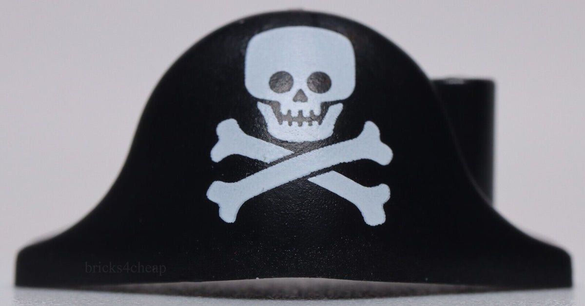 Lego Pirate Black Bicorne Captain's Minifig Hat Skull and