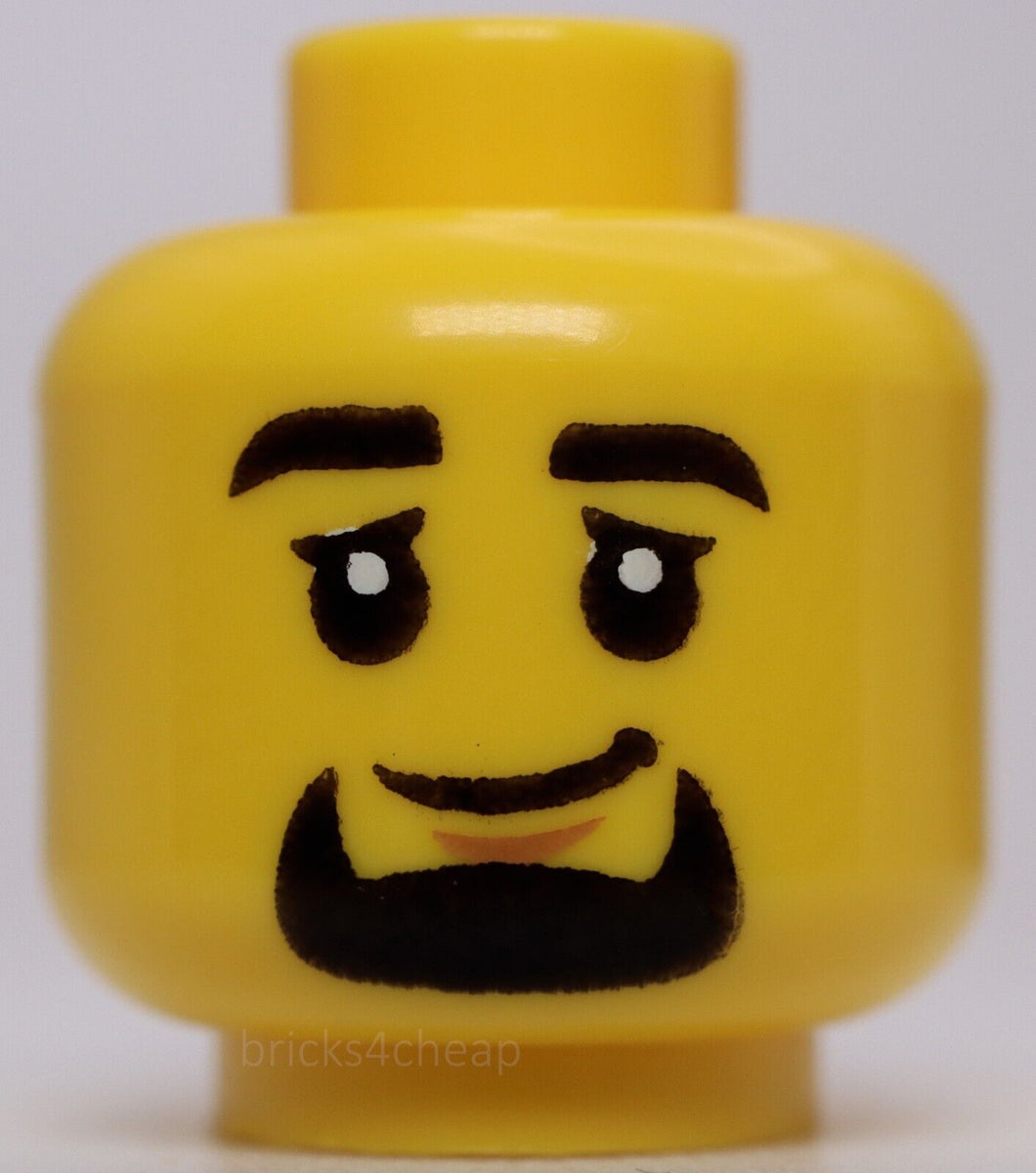 Lego Yellow Head Black Eyebrows And Goatee Chin Dimple Lopsided Grin Gems In The Attic 3304
