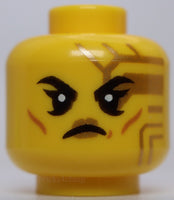 Lego Head Dual Sided Female Black Eyebrows Gold Circuitry Lips Cheek Lines