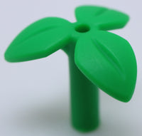 Lego 2x Bright Green Plant Stem with 3 Leaves and Bottom Pin