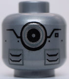Lego Flat Silver Head Alien Robot Black Eyebrows Metallic Light Blue Eyes Angry