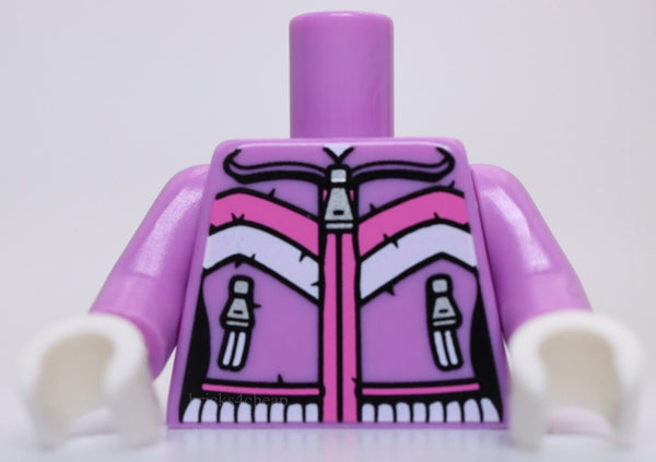 Lego Medium Lavender Jacket Torso Female Zipper 2 Zipper Pockets Stripes