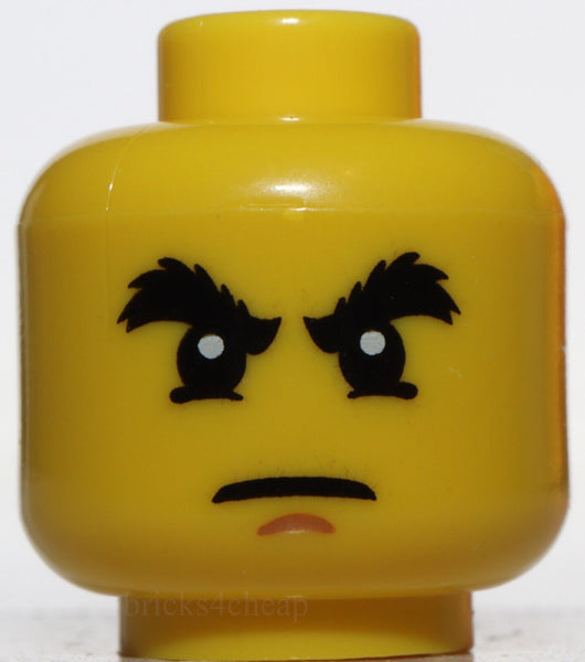 Lego Ninjago Yellow Minifig Head Male Raised Bushy Eyebrows White Pupils Cole