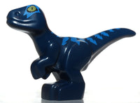 Lego Dark Blue Dinosaur Baby Standing with Blue Markings and Yellow Eyes Pattern