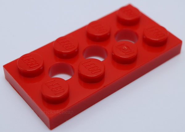 Lego 10x Red Technic Plate 2 x 4 with 3 Holes