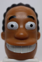 Lego Dark Nougat Minifig Head Modified Simpsons Dr. Hibbert with Black Hair