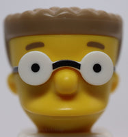 Lego Yellow Minifig Head Modified Simpsons Waylon Smithers Glasses and Wide Eyes