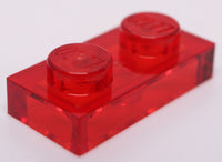 Lego 20x Trans Red 1 x 2 Plate