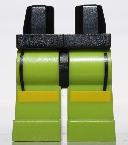 Lego Black Hips Lime Legs with Black Lines Yellow Stripes Weight Lifter