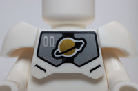 Lego White Space Armor with Gold Saturn Logo 2 Read Studs