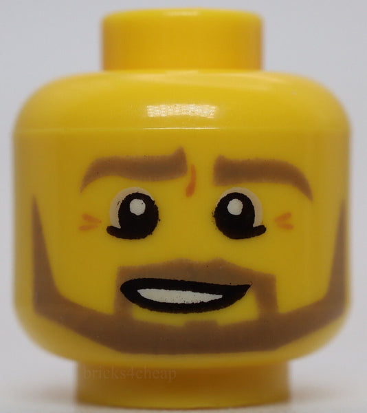 Lego Yellow Head Beard Dark Tan Angular Pupils Bottom Eyelid Line Teeth Pattern