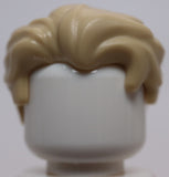 Lego Tan Minifig Hair Swept Back with Slight Widows Peak and Short Sideburn