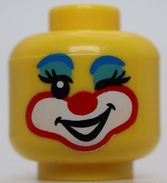 Lego Yellow Head Clown Blue Eyebrows Medium Azure Eye Shadow Red Nose Smile Wink