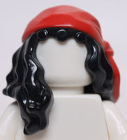 Lego Hair Female Mid Length Part over Front Right Shoulder  Red Cloth Bandana