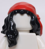 Lego Hair Female Mid Length Part over Front Right Shoulder  Red Cloth Bandana