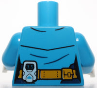 Lego Dark Azure Minifig Torso Yellow Belts Harness White Hands