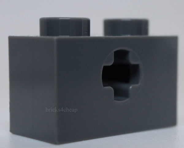 Lego 10x Dark Bluish Gray Technic Brick 1 x 2 with Axle Hole