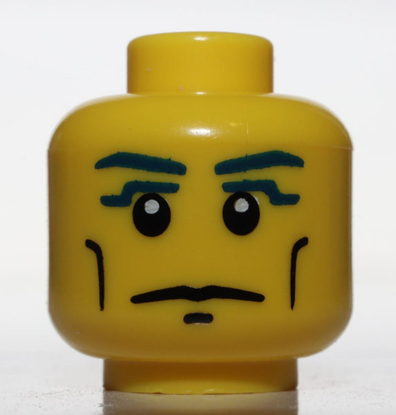 Lego Yellow Head Vertical Cheek Lines Slight Frown Chin Dimple Pharaoh