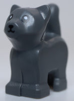 Lego Dark Bluish Gray Cat Baby Kitten Standing Black Mouth Nosed Eyes Pattern