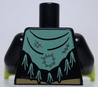 Lego Black Jacket Torso Scarf Tassels Patches Lime Hands