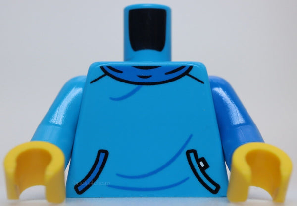 Lego Dark Azure Minifig Torso Sweater with 2 Zipper Pockets One Blue Arm