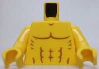 Lego Yellow Torso Bare Chest with Muscles Outline Shoulder Contours on Back