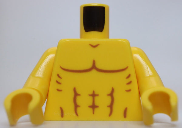 Lego Yellow Torso Bare Chest with Muscles Outline Shoulder Contours on Back