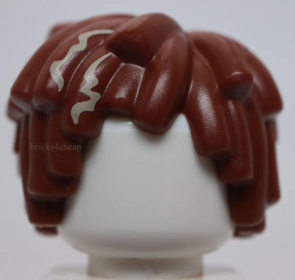 Lego Reddish Brown Minifig Hair Short Layered Mop Top with Tan Streaks Pattern