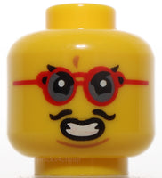 Lego Yellow Head Eyebrows Red Glasses Thin Moustache Surprised Open Mouth