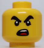 Lego Yellow Minifig Head Thick Eyebrows Wink Open Mouth White Teeth Red Tongue