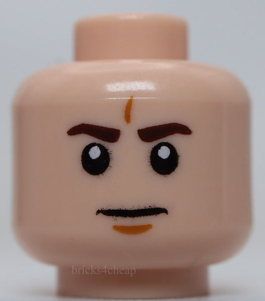 Lego Head Dark Brown Eyebrows Medium Nougat Chin Dimple Furrowed Brow