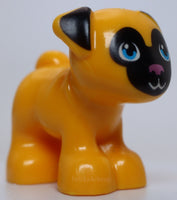 Lego Dog Friends Pug Standing with Black Muzzle and Ears Metallic Pink Nose