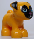 Lego Dog Friends Pug Standing with Black Muzzle and Ears Metallic Pink Nose