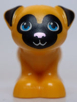 Lego Dog Friends Pug Standing with Black Muzzle and Ears Metallic Pink Nose
