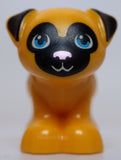 Lego Dog Friends Pug Standing with Black Muzzle and Ears Metallic Pink Nose