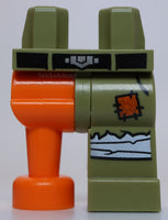 Lego Hips 1 Olive Green Left Leg Black Belt White Knee Wrappings Orange Peg Leg