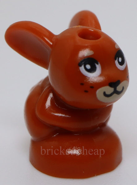 Lego Dark Orange Bunny Rabbit Friends Baby Sitting with Black Eyes Nose Animal