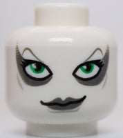 Lego Star Wars White Female Head Aurra Sing Large Green Eyes Gray Lips