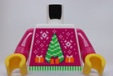 Lego White Magenta Knit Fair Isle Holiday Sweater Bright Green Christmas Tree
