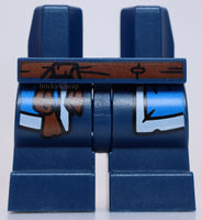 Lego Hips and Medium Legs Blue Robe Ends White Trim and Reddish Brown Belt