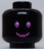 Lego Minifigure Head Dual Sided Dark Pink White Pixelated Eyes Mouth Happy Sad