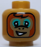 Lego Head Alien Balaclava Dark Tan Dark Monkey Face Dark Turquoise Eye Shadow