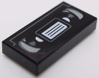 Lego 2x Black Tile Video Cassette VHS Tape